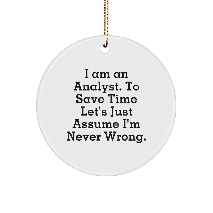 Funny Analyst Humor Gifts for Analyst Friends and Family Christmas Unique Circle Ornament from Friends - Image 1