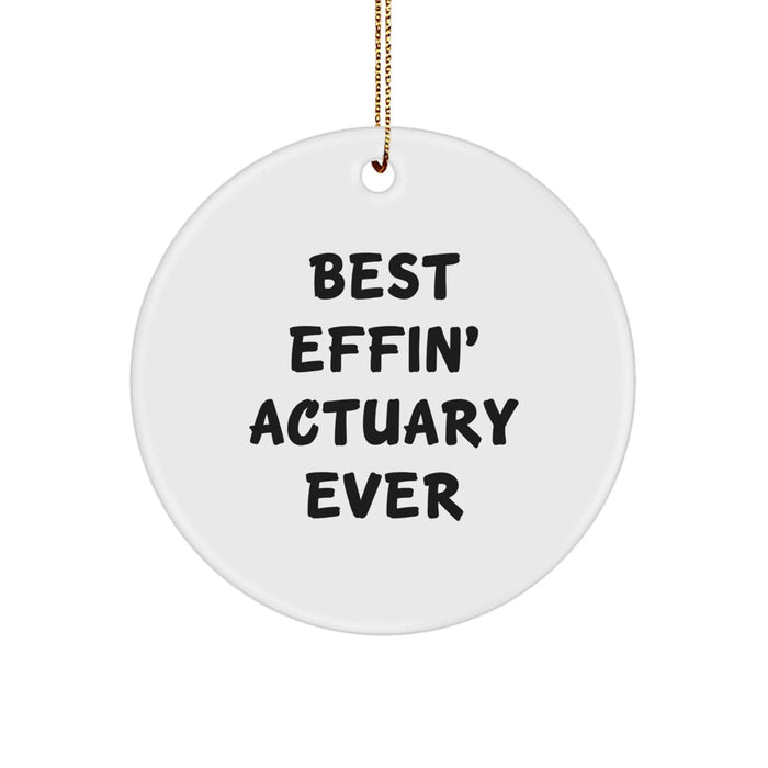 Funny Actuary Gifts from Friends for Actuary Men Unique Circle Ornament Best Effin' Actuary Ever Christmas - Image 1