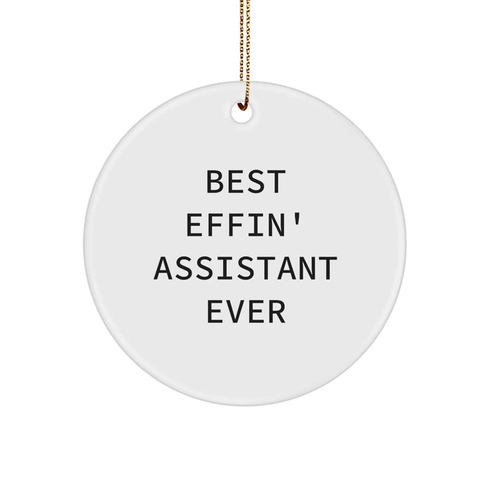 Funny Assistant Gifts from Friends for Christmas Unique Circle Ornament, Best Effin' Assistant Ever Quote, Circle Shaped Decorative - Image 1