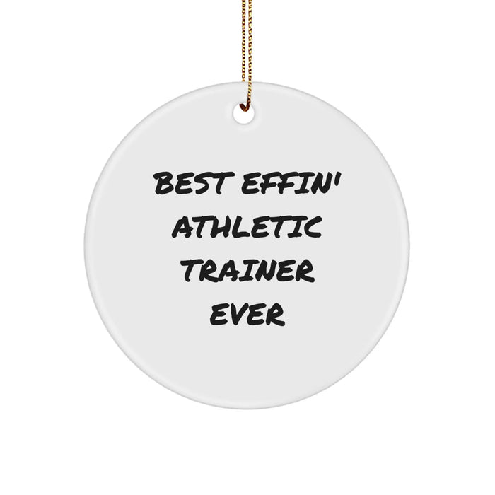 Funny Inspirational Gifts from Athletic Trainers for Christmas Unique Circle Ornaments with Best Effin' Quote, Funny, Cute Athletic Trainer Gifts for Men, Women, Friends, Coworkers, Family - Image 1