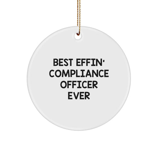 Funny Compliance Officer Gifts from Men, Best Effin' Compliance Officer Ever Circle Ornament for Women, Friends, Coworkers, Family at Christmas Season - Image 1