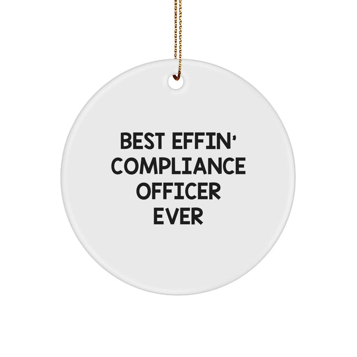 Funny Compliance Officer Gifts from Men, Best Effin' Compliance Officer Ever Circle Ornament for Women, Friends, Coworkers, Family at Christmas Season - Image 1