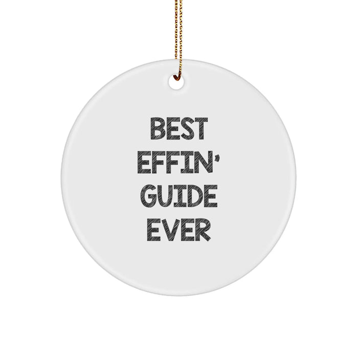 Funny Guide Gifts for Guide Lovers, Best Effin' Guide Circle Ornament, White Christmas Unique Gifts from Friends - Image 1