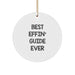 Funny Guide Gifts for Guide Lovers, Best Effin' Guide Circle Ornament, White Christmas Unique Gifts from Friends - Image 1
