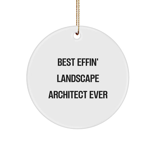 Funny Landscape Architect Gifts for Men - Best Effin' Landscape Architect Ever Circle Ornament, White, Christmas Unique Gifts from Friends and Family - Image 1
