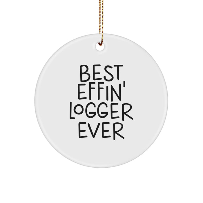 Fun Funny Logger Gifts for Men Logger Christmas Circle Ornament from Friends and Family - Image 1