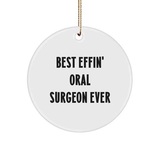 Funny Oral Surgeon Gifts from Friends, Best Effin' Oral Surgeon Ever Christmas Circle Ornament for Men, Women, Family, Coworkers - Image 1