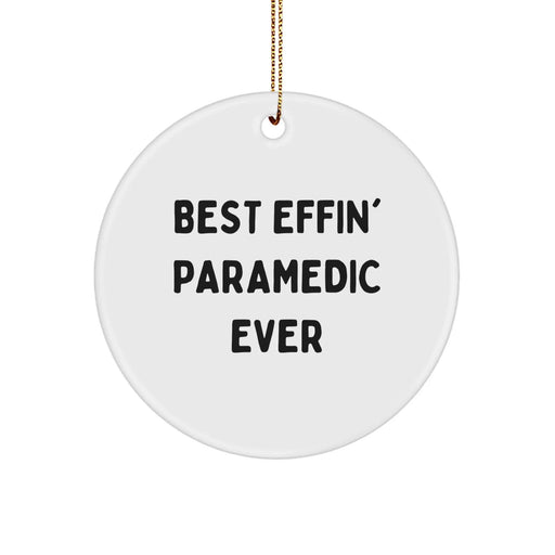 Funny Rescue Worker Gifts for Men, Best Effin' Rescue Worker Ever Circle Ornament, Christmas Unique Presents for Rescue Worker Friends from Family - Image 1