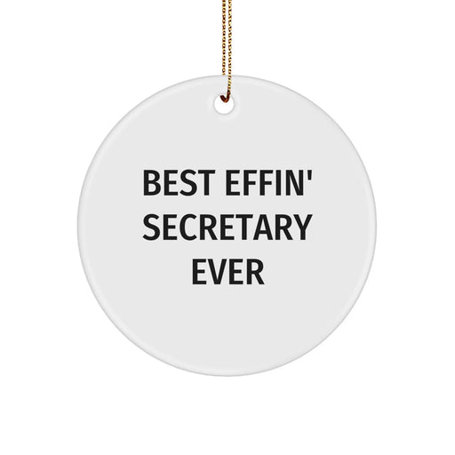 Funny Secretary Gifts from Men to Women - Best Effin' Secretary Ever Christmas Circle Ornament, Secretary Appreciation - Image 1