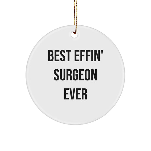 Funny Christmas Unique Gifts from Friends for Surgeons - Best Effin' Surgeon Ever Circle Ornament - Image 1