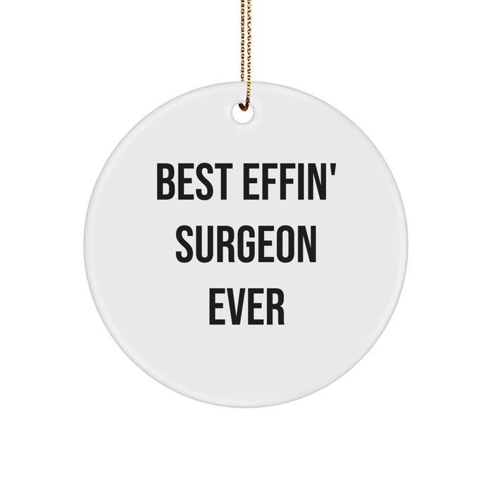 Funny Christmas Unique Gifts from Friends for Surgeons - Best Effin' Surgeon Ever Circle Ornament - Image 1