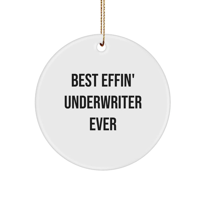 Funny Underwriter Gifts, Best Effin' Underwriter Ever Christmas Circle Ornament, Unique Underwriter Underwriter Friend Gifts - Image 1