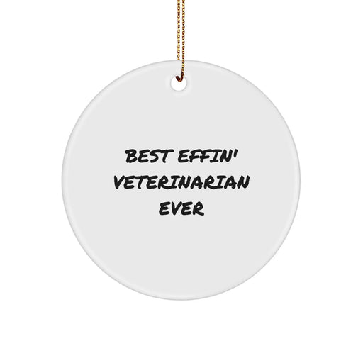 Funny Veterinarian Gifts for Men, Unique Circle Ornament from Friends, Best Effin' Veterinarian Ever - Image 1