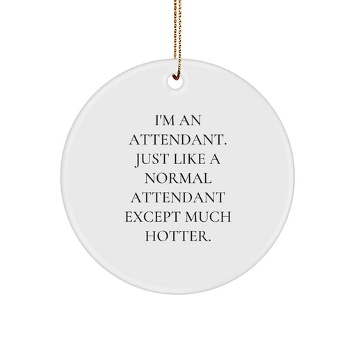 Funny Attendant Gifts from Friends - Christmas Unique Circle Ornament, I'm An Attendant. Just Like A Normal Attendant Except Much Hotter Gifts for Attendants - Image 1