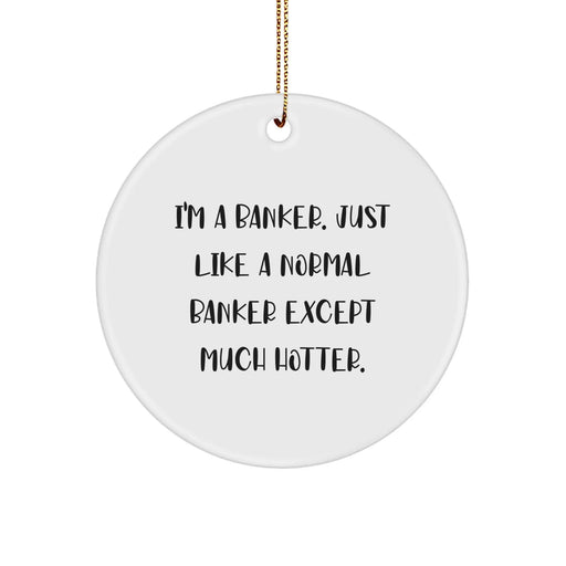 Funny Banker Gifts for Banker Friends - I'm A Banker Circle Ornament, White, Christmas Unique Presents from Friends, Coworkers, Family - Image 1
