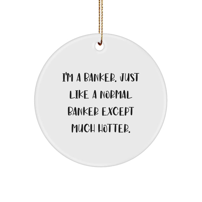 Funny Banker Gifts for Banker Friends - I'm A Banker Circle Ornament, White, Christmas Unique Presents from Friends, Coworkers, Family - Image 1