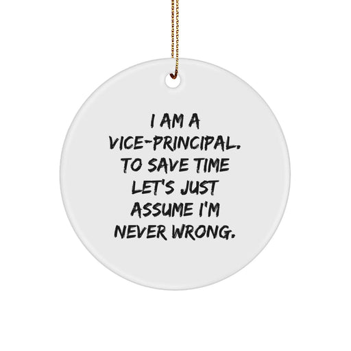Funny Vice-principal Gifts from Friends for Vice-principal Christmas Unique Gifts - I'm Never Wrong Vice-principal Circle Ornament - Image 1