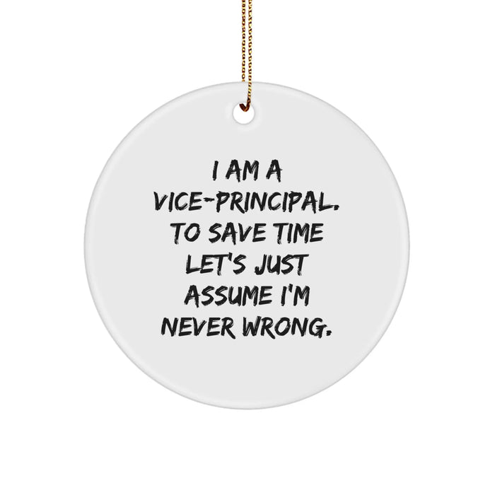 Funny Vice-principal Gifts from Friends for Vice-principal Christmas Unique Gifts - I'm Never Wrong Vice-principal Circle Ornament - Image 1