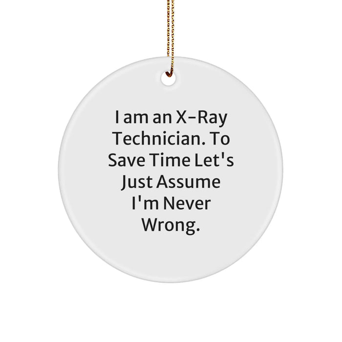 Funny X-Ray Technician Gifts for Men from Friends on Christmas Unique Circle Ornament X-Ray Technician - Image 1