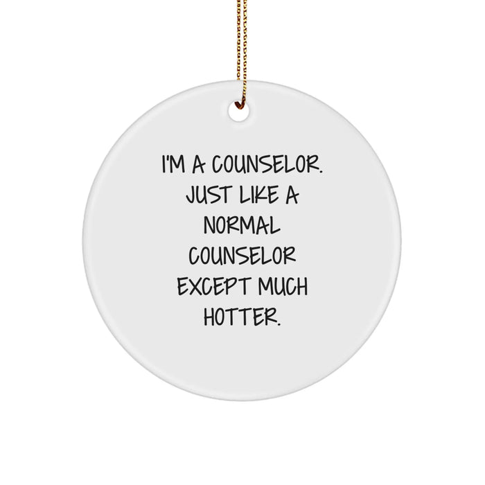 Funny Counselor Gifts from Men to Women Coworker Christmas Circle Ornament - Image 1