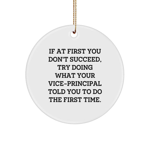 Funny Vice-principal Gifts from Friends Christmas Circle Ornament If At First You Don't Succeed Try Doing What Your Vice-principal Told You To Do The First Time Vice-principal Decorations - Image 1