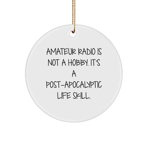 Funny Amateur Radio Circle Ornament Gifts from Family for Friends, Unique Christmas Ornaments for Amateur Radio Operators, White Circle Shaped Decoration - Image 1