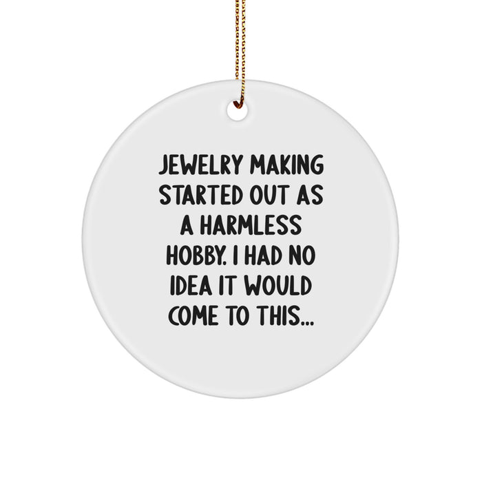 Jewelry Making Gifts for Friends and Family, Funny Circle Ornament, White, Christmas Unique Gifts from Loved Ones - Image 1