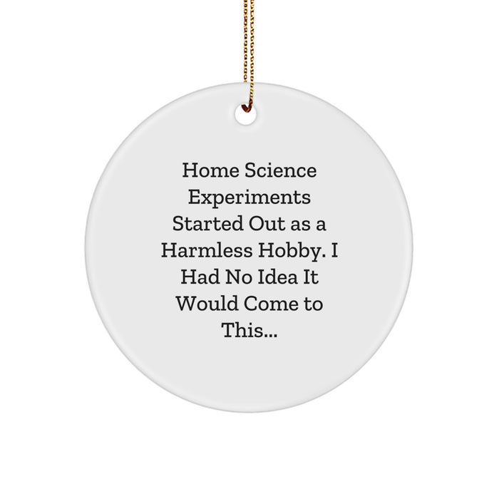 Home Science Experiments Gifts from Friends 'Home Science Experiments Started Out As A Harmless Hobby. I Had No Idea It Would Come To This...' for Christmas Unique Circle Ornament - Image 1
