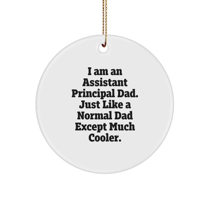 Funny Assistant Principal Gifts - I Am An Assistant Principal Dad Circle Ornament, White, Christmas Unique Gifts for Assistant Principals, Fathers Day Ideas for Assistant Principals from Dad - Image 1