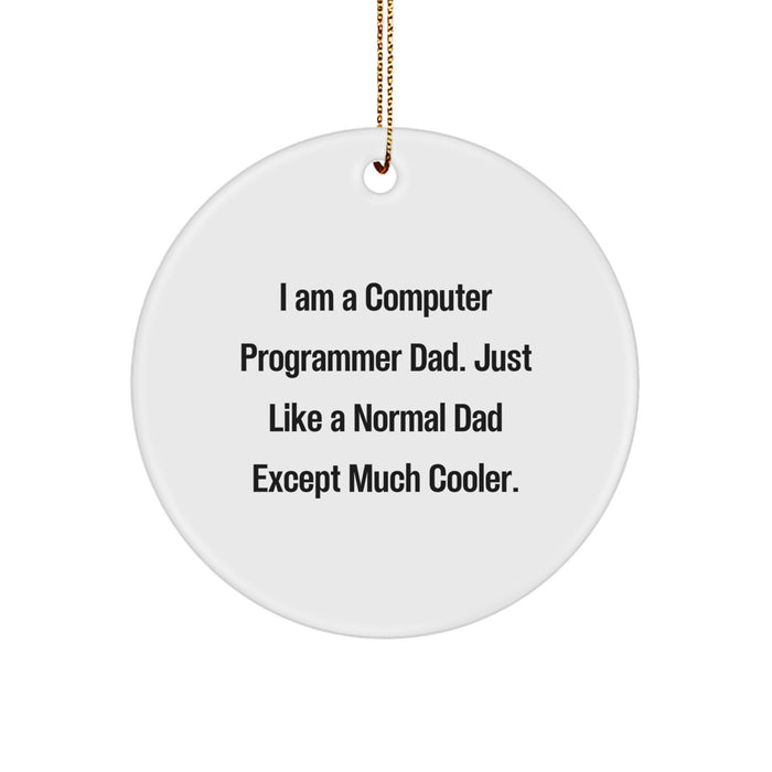 Computer Programmer Dad Gifts, Funny Quote Circle Ornament, Gifts from Friends for Men - I Am A Computer Programmer Dad. Just Like A Normal Dad Except Much Cooler. - Image 1