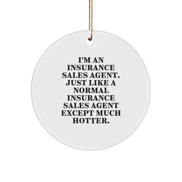 Insurance Sales Agent Gifts - Funny Circle Ornament, 'I'm An Insurance Sales Agent' - Christmas Memorable Presents for Men, Women, Coworkers, Friends, Family - Image 1