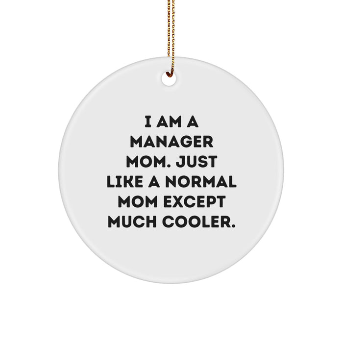 Funny Manager Mom Gifts from Friends Family, Christmas Unique Circle Ornaments for Men Women Friends Coworkers - Image 1