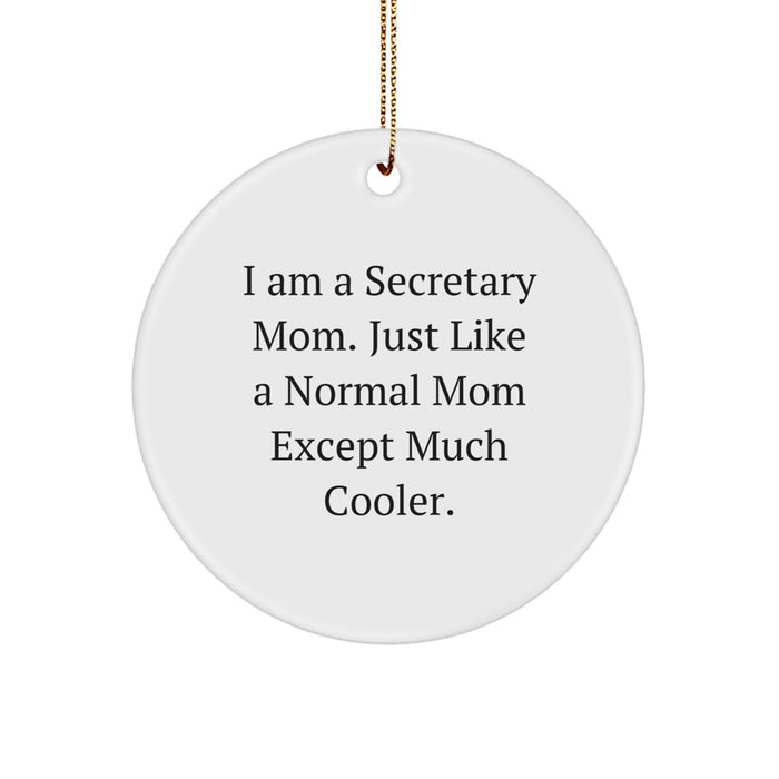 Funny Secretary Mom Circle Ornament Gifts for Secretary Mom, Gifts from Friends and Family, Christmas Unique Secretary Mom Gifts - Image 1