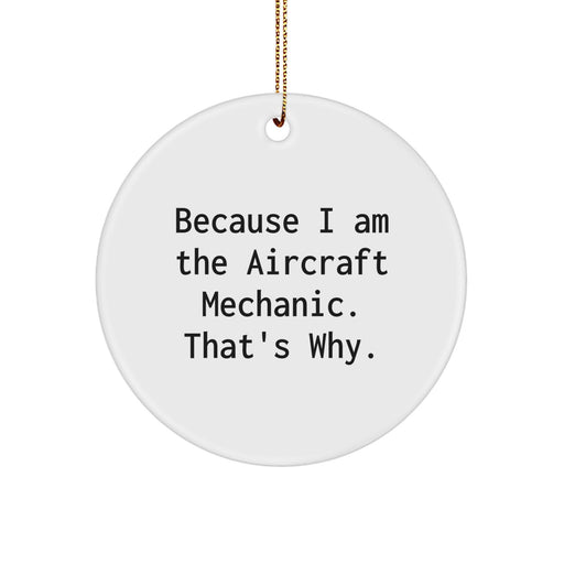 Funny Inspirational Gifts from Friends for Aircraft Mechanic Christmas Unique Circle Ornament, Because I Am The 'Aircraft Mechanic. That's Why.',
Gifts for Men, Women, Coworkers, Family, and Friends - Image 1