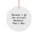 Funny Inspirational Gifts from Friends for Aircraft Mechanic Christmas Unique Circle Ornament, Because I Am The 'Aircraft Mechanic. That's Why.',
Gifts for Men, Women, Coworkers, Family, and Friends - Image 1
