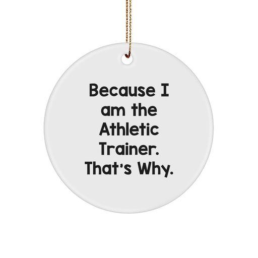 Funny Athletic Trainer Gifts for Men, Unique Circle Ornament with Humorous Quote 'Because I Am The Athletic Trainer. That's Why.', Christmas Decorations - Image 1