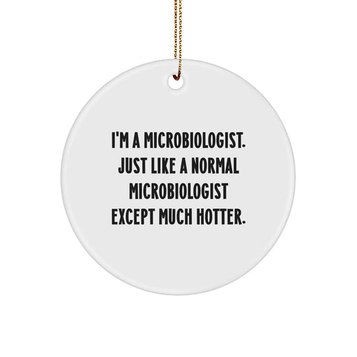 Funny Microbiologist Gifts for Men, I'm A Microbiologist Except Much Hotter, Circle Ornament, Christmas Unique Presents from Family - Image 1