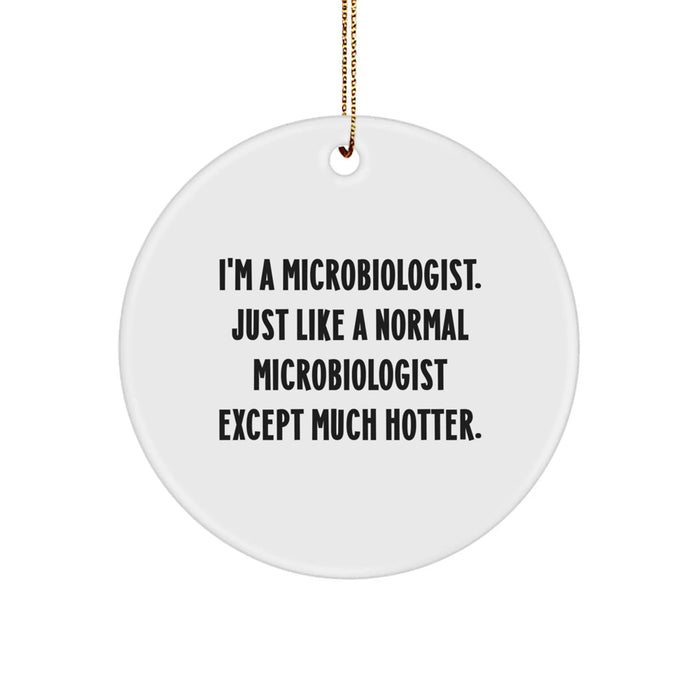 Funny Microbiologist Gifts for Men, I'm A Microbiologist Except Much Hotter, Circle Ornament, Christmas Unique Presents from Family - Image 1