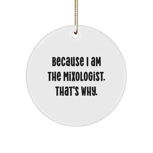 Funny Mixologist Gifts from Friends for Christmas Unique Circle Ornament Because I Am The Mixologist. That's Why. - Image 1