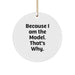 Funny Model Gifts Christmas Circle Ornament Because I Am The Model. That's Why. Gifts from Family for Model - Image 1