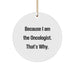 Funny Oncologist Gifts from Friends for Men, Women - Christmas Unique Circle Ornament Because 'I Am The Oncologist, That's Why' - Image 1