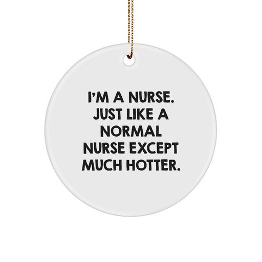 Funny Nurse Gifts for Nurse Friends - I'm A Nurse. Just Like A Normal Nurse Except Much Hotter. Circle Ornament, Christmas Unique Gifts from Family - Image 1