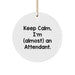 Funny Attendant Gifts - Keep Calm I'm (almost) An Attendant. Circle Ornament, Christmas Unique Gifts from Friends to Family - Image 1