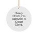 Funny Court Clerk Christmas Unique Gifts, Circle Ornament, 'Keep Calm I'm almost A Court Clerk', Unique Gifts from Friends to Court Clerk - Image 1