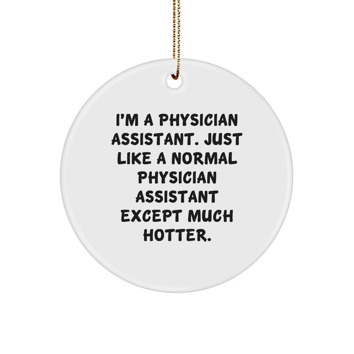 Funny Physician Assistant Gifts, 'I'm A Physician Assistant. Just Like A Normal Physician Assistant Except Much Hotter.' Circle Ornament for Christmas, Gifts from Friends to Physician Assistant - Image 1
