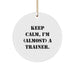 Funny Trainer Circle Ornament, 'Keep Calm, I'm (almost) A Trainer.' - Gifts from Family for Trainer, Unique Christmas Unique Gifts - Image 1