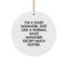 Sales Manager Gifts for Christmas - Funny Circle Ornament, Gifts from Friends, Coworkers, and Family - 'I'm A Sales Manager. Just Like A Normal Sales Manager Except Much Hotter.' - Image 1