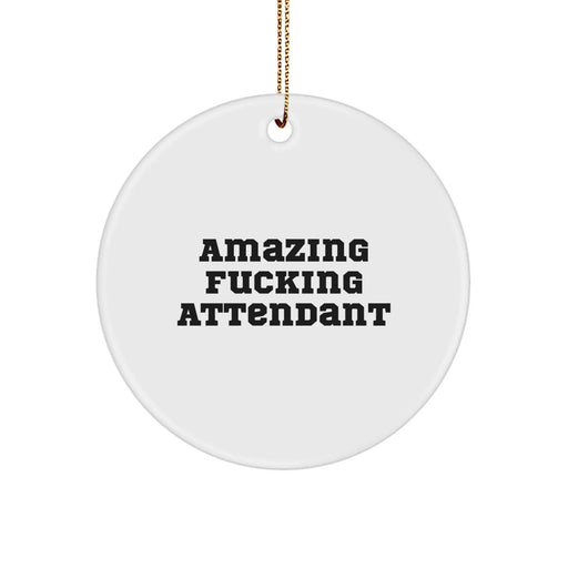 Funny Attendant Gifts from Friends or Family for Men or Women - Amazing F--king Attendant Circle Ornament, Christmas Unique Decor - Image 1