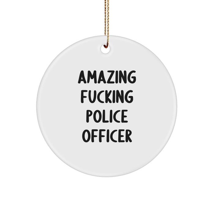 Funny Police Officer Gifts from Friends - Amazing Police Officer Circle Ornament for Christmas Unique Gifts for Men - Image 1