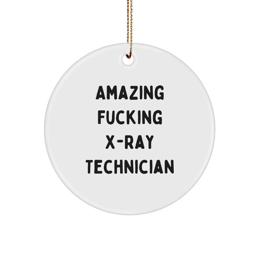 Funny X-Ray Technician Gifts from Friends for Christmas, Circle Ornament with 'Amazing F--king X-ray Technician' Quote, Unique and Humorous Present for X-Ray Technician - Image 1